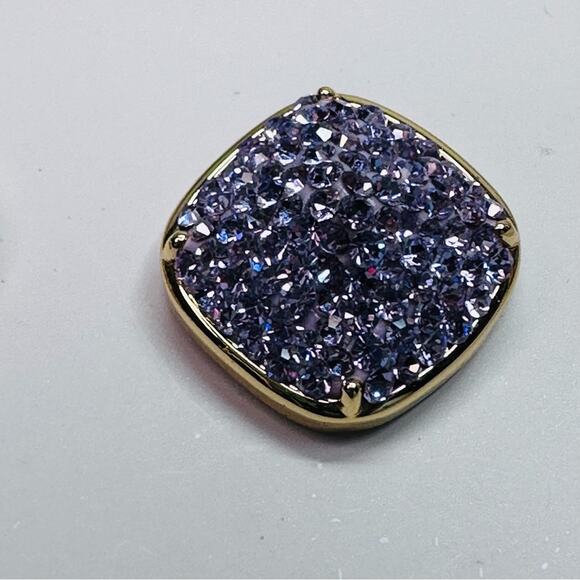 Kate Spade -Clay Pavé Square Stud Earrings, EUC, Violet and Gold - Picture 3 of 9